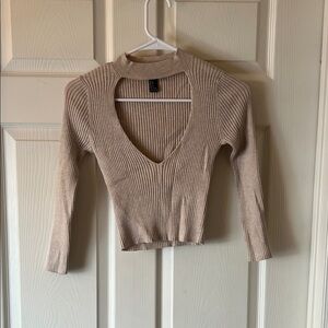 Forever 21 Beige Ribbed Crop Top